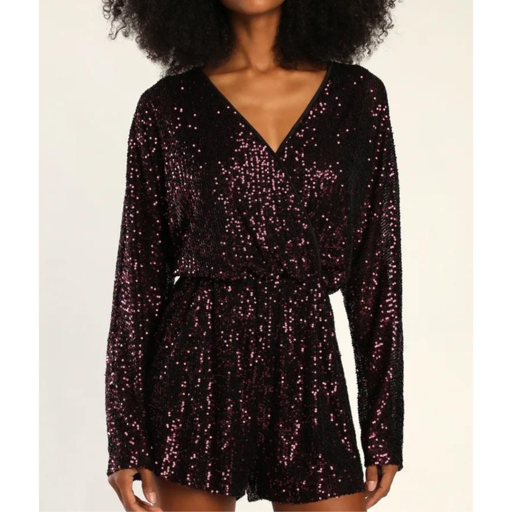 NWOT Dark Magenta Sequin Romper